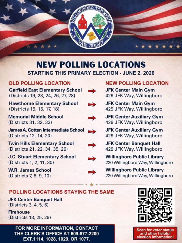 Willingboro Update Polling Locations for June 2