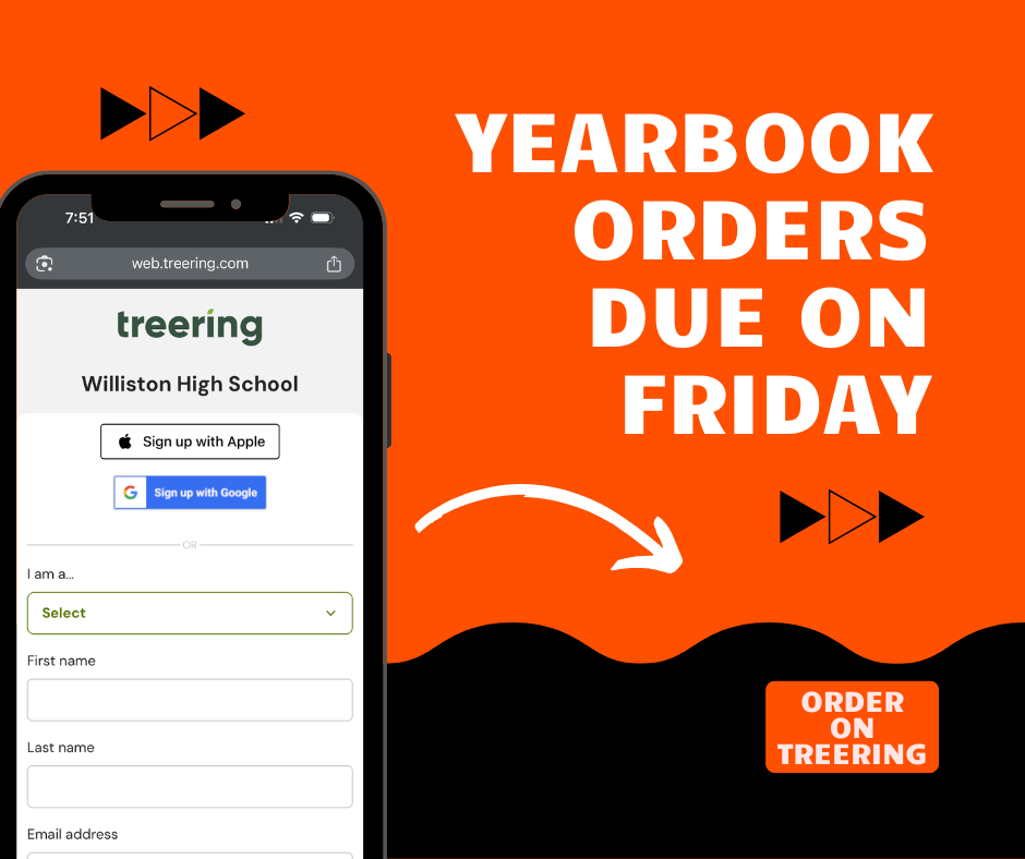 Yearbook Orders due on Friday. Order on TreeRing
