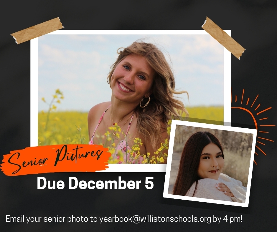 Senior Photos are due THIS FRIDAY at 4pm!