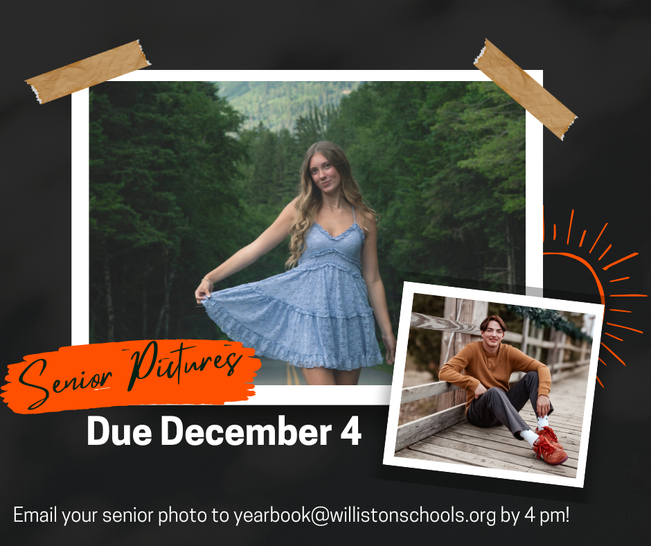 2027 Senior Photos are due Friday, December 4 at 4pm!