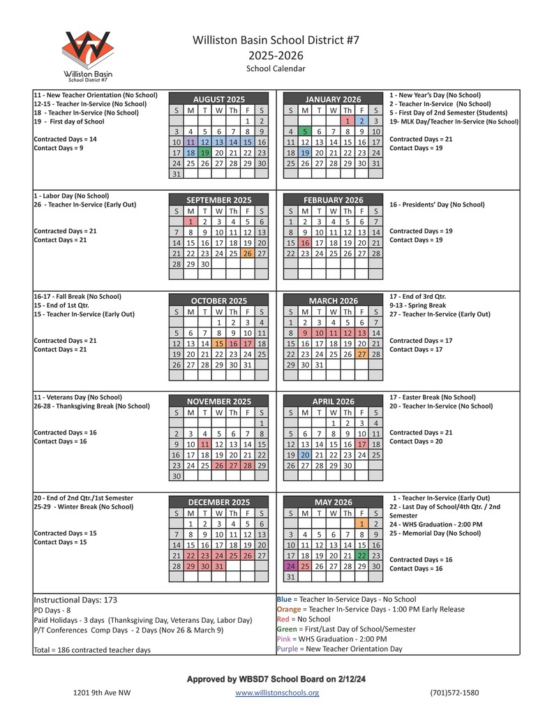 2025-2026 School Calendar