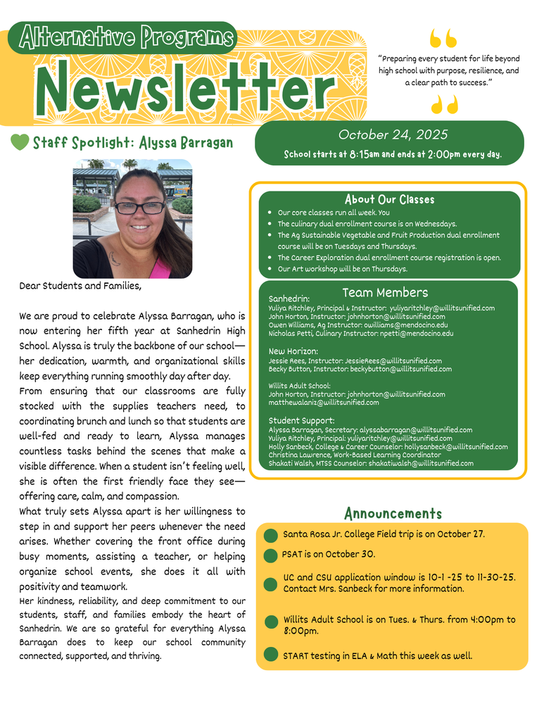Alternative Programs Newsletter