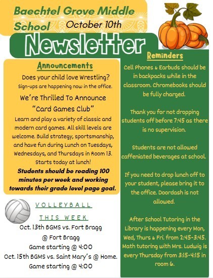 Weekly Newsletter Oct. 10th, 2025