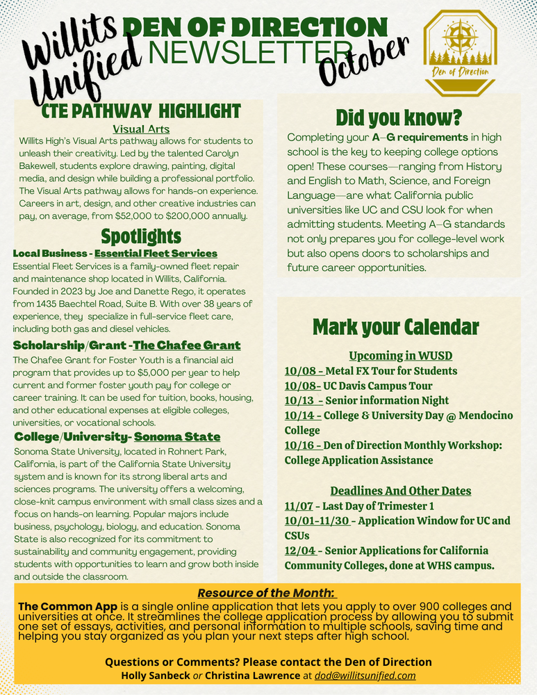 Den of Direction October News Letter