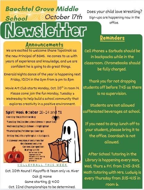 Weekly Newsletter- OCT 17th