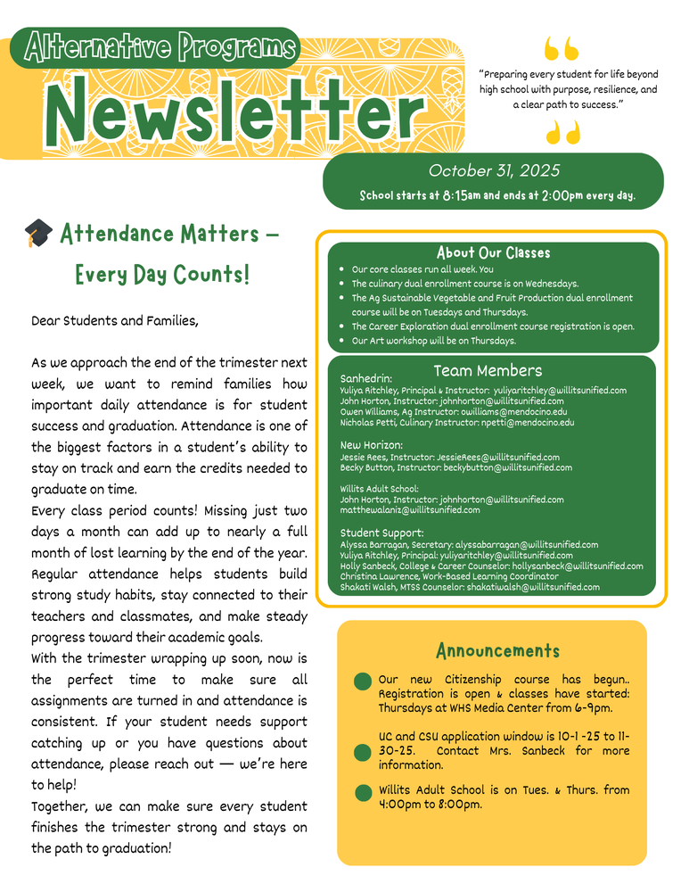 Alternative Programs Newsletter