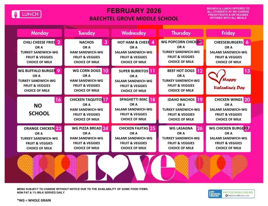 February Lunch Menu