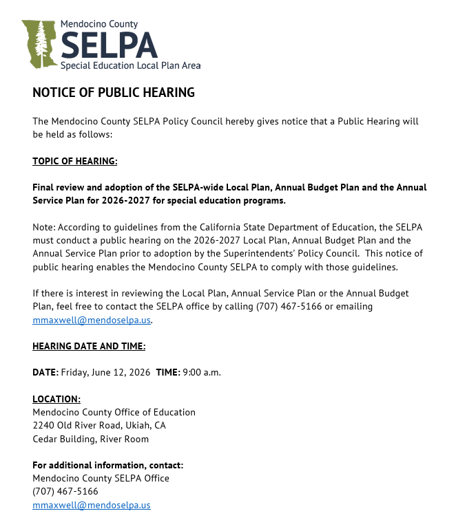 Notice of public hearing