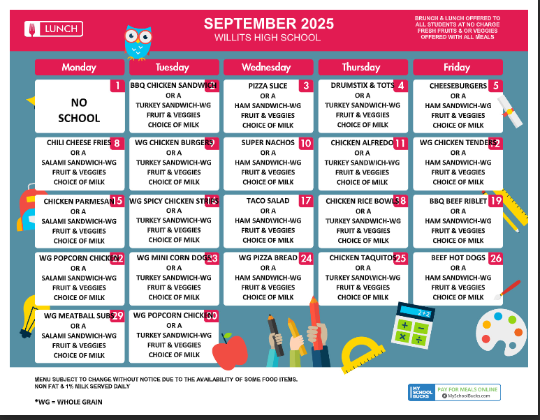 September Lunch Menu
