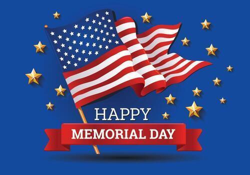 Happy Memorial Day Graphic with Flag. 