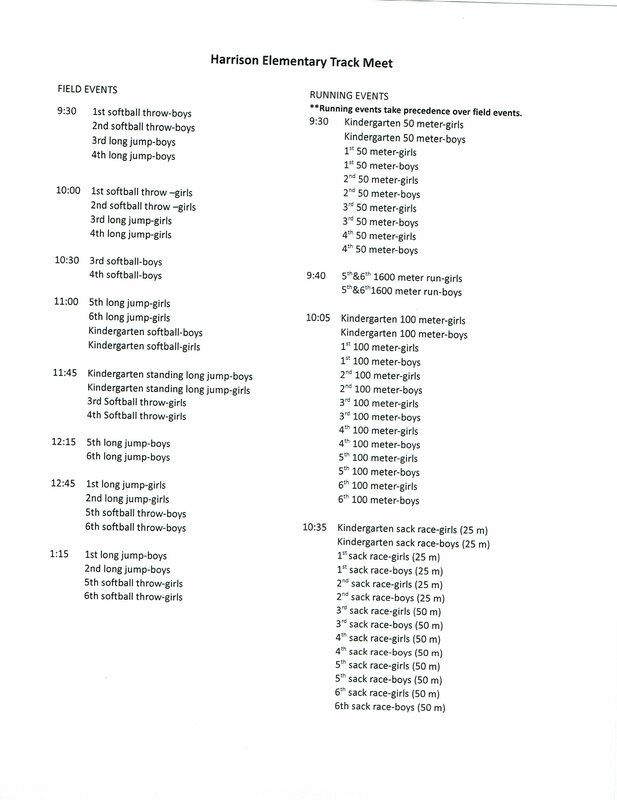 Track meet schedule 1