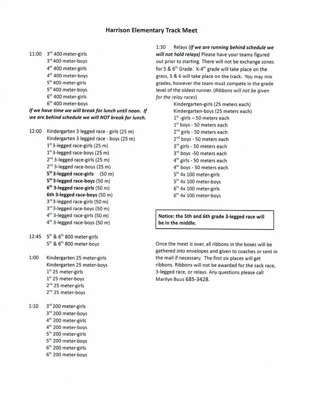 Track meet schedule 2