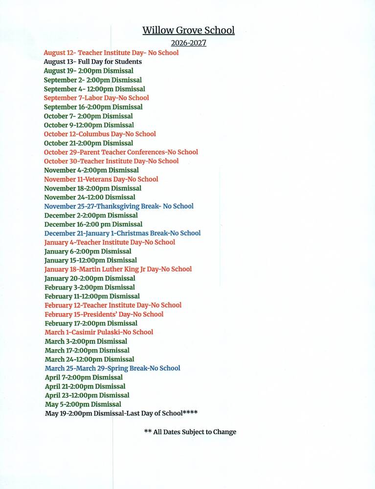 26-27 School Calendar