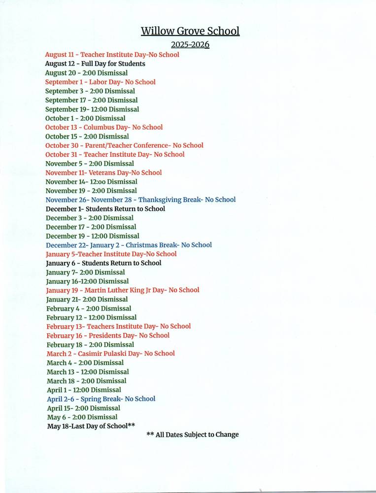 25-26 Yearly Calendar