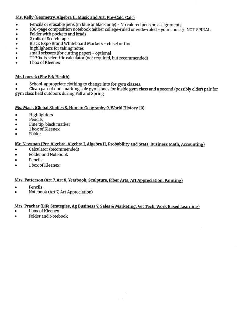 HIGH SCHOOL SUPPLY LIST PAGE 2