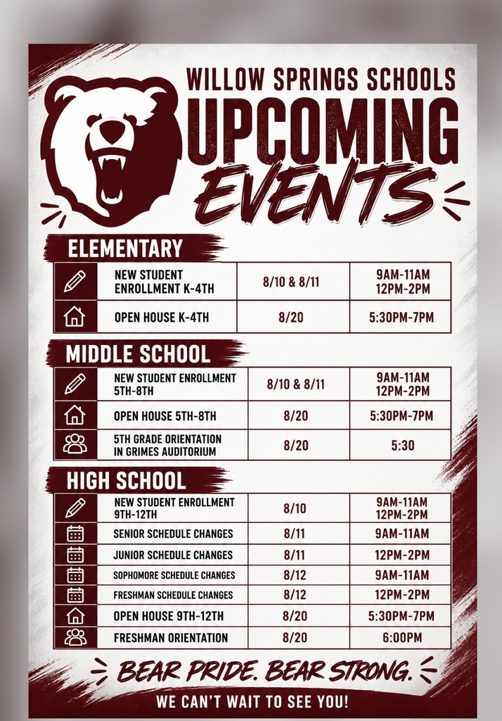 Important dates for the begining of the 2026/27 school year.