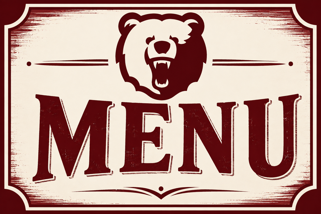 Menu with bear logo