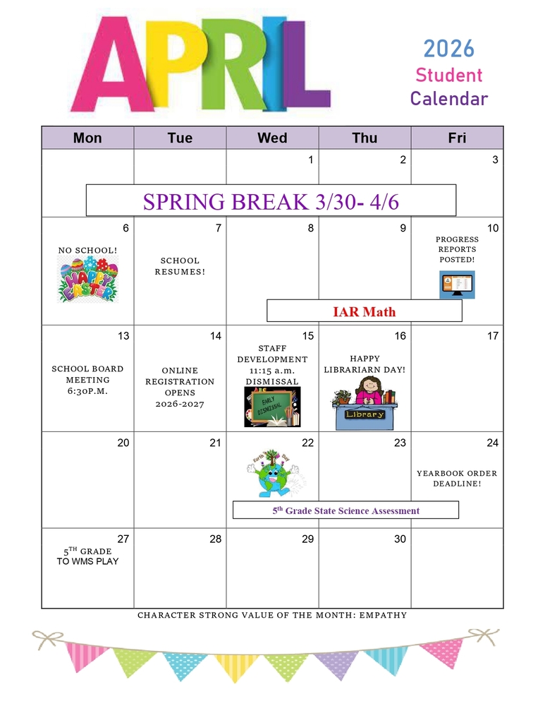 April 2026 Student Calendar