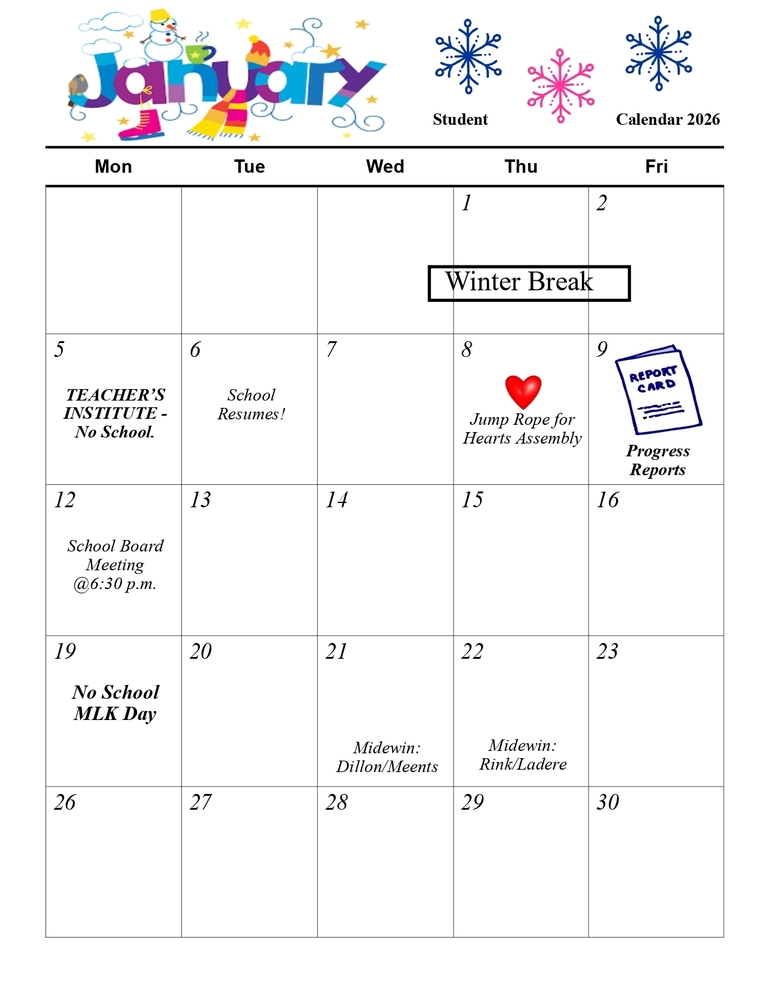 January 2026 Calendar