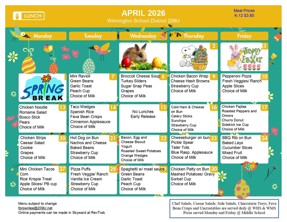 April 2026 Lunch Menu