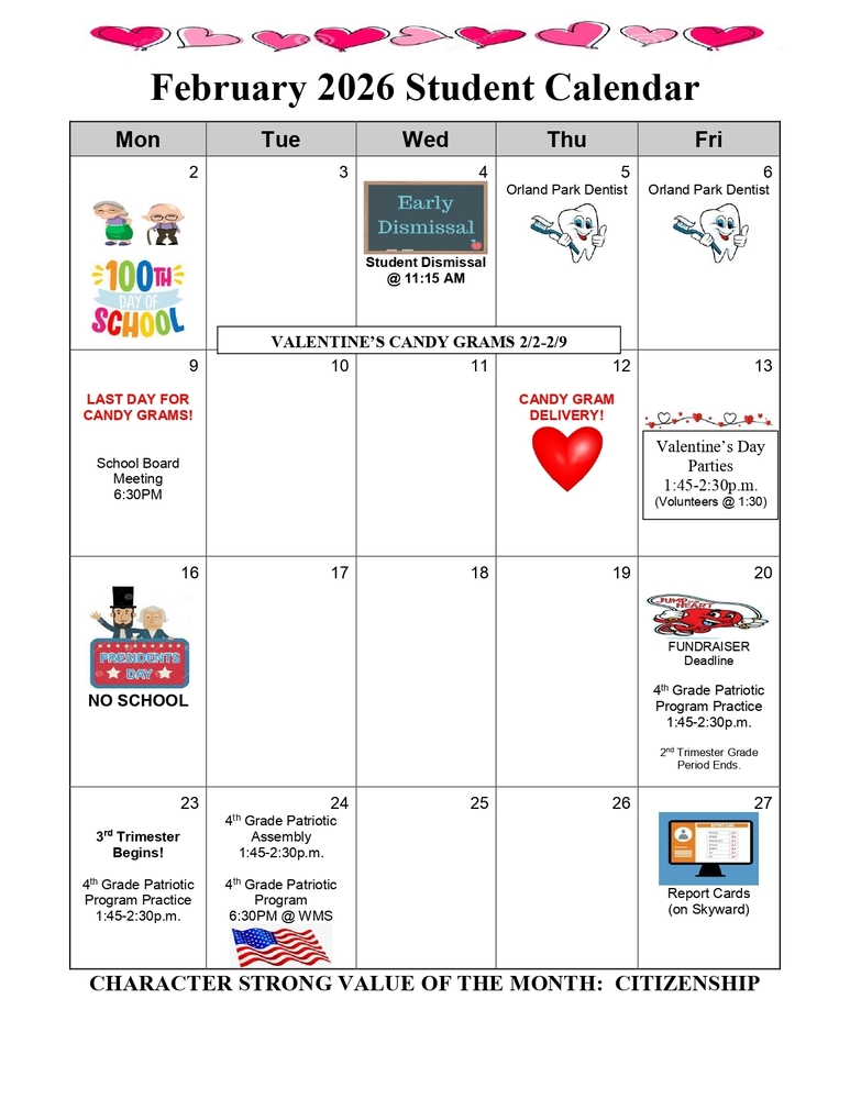 February 2026 Student Calendar