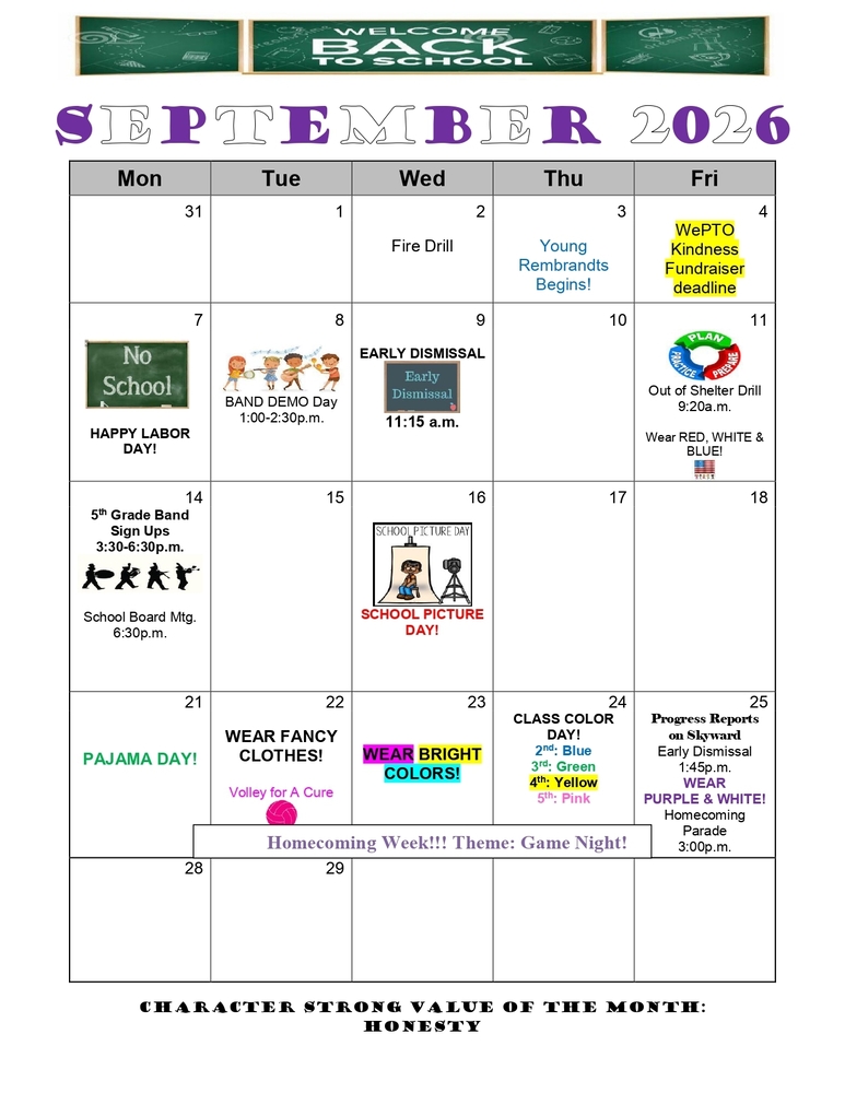 September 2026 School Calendar