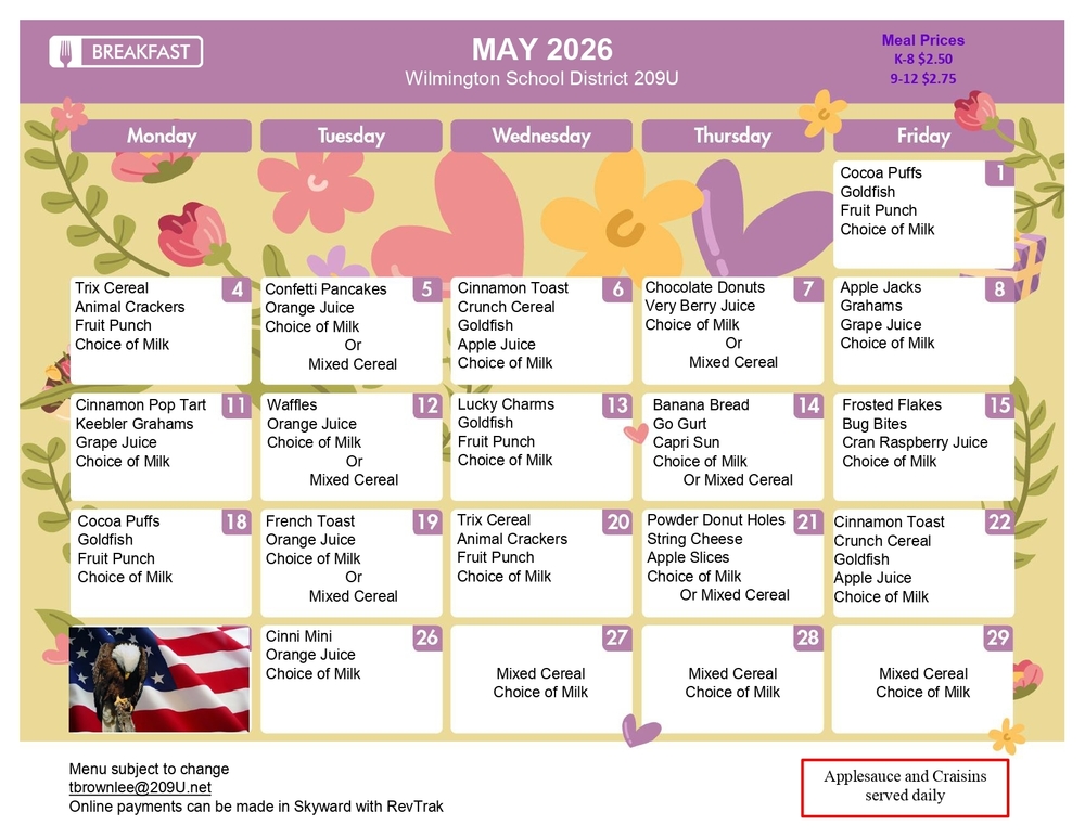 May 2026 Breakfast Menu