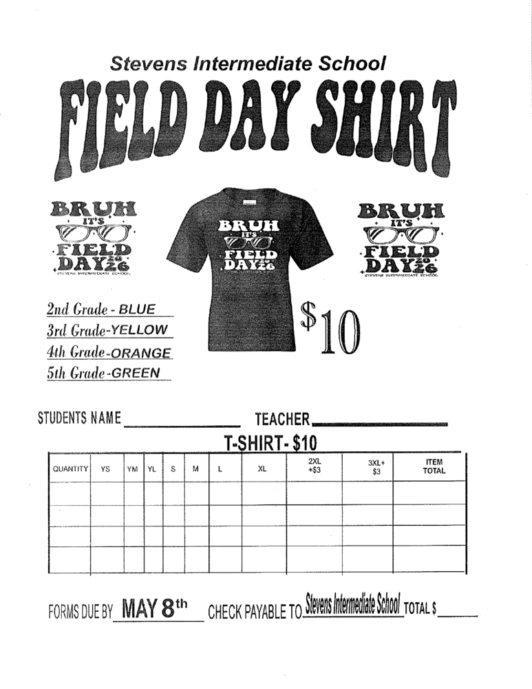 SIS Field Day Order Forms