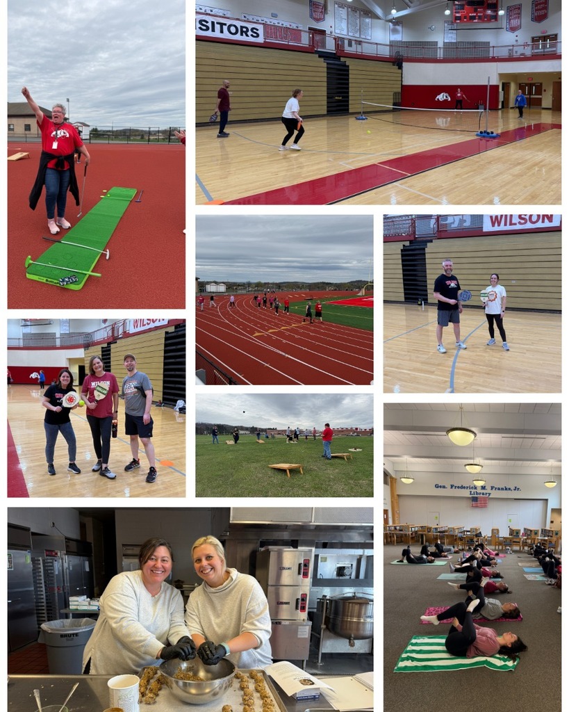 Collage of pictures of students doing different activities at the school