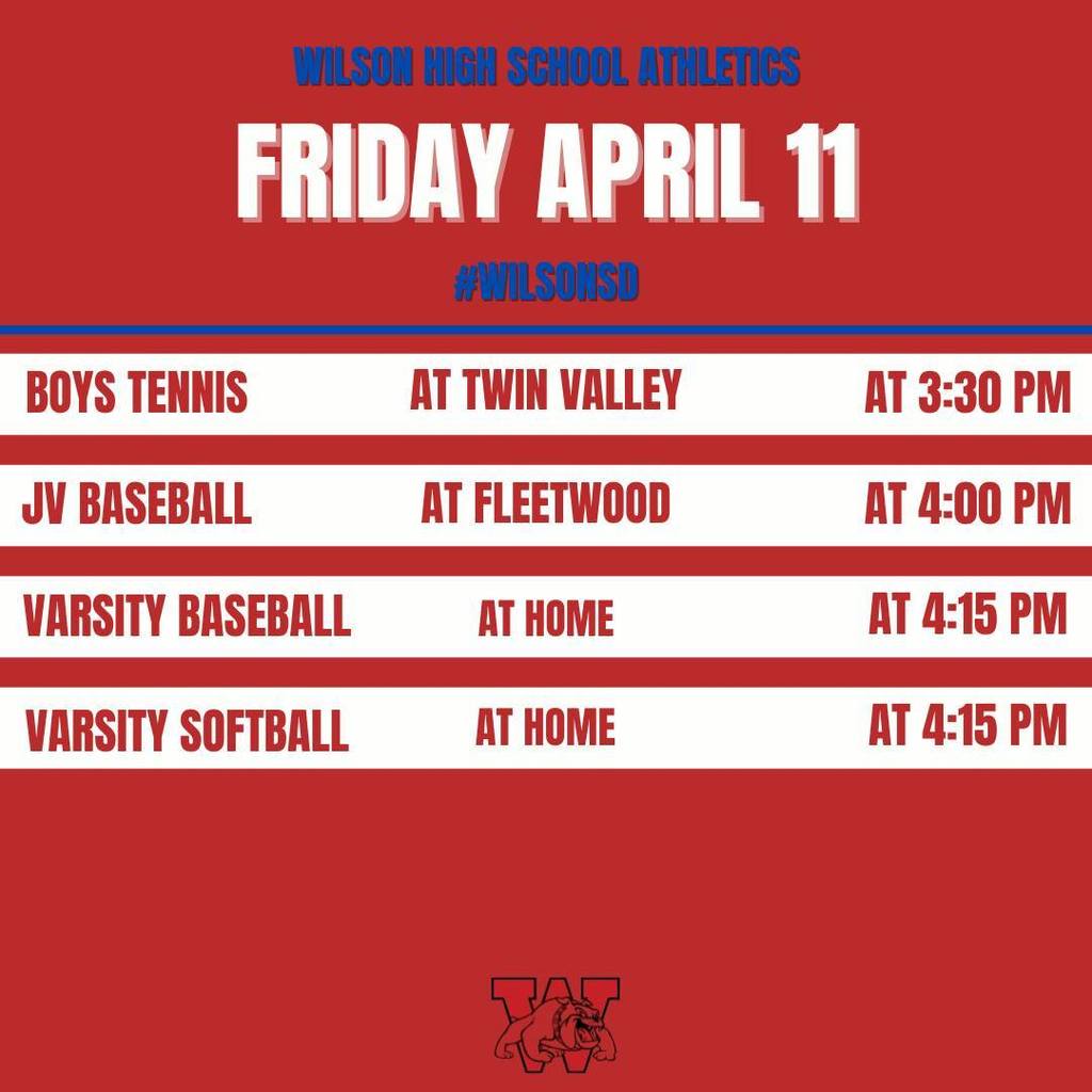 Schedule for April 11. Call the District office for more information.