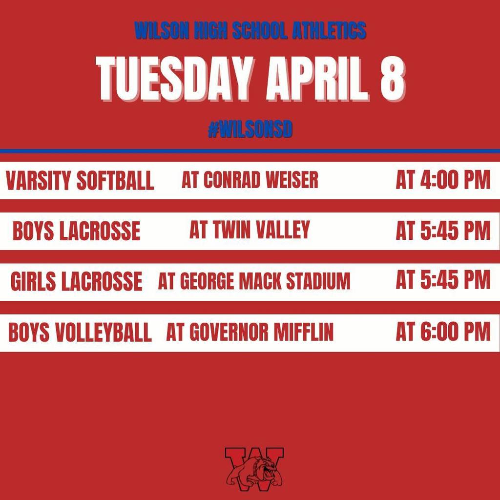 Schedule for April 8. Call the District office for more information.