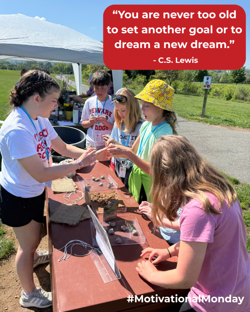 #MotivationalMonday “You are never too old to set another goal or to dream a new dream.” - C.S. Lewis Students workig together outside with seeds and plants