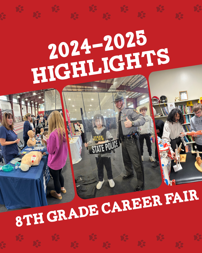 2024-2025 highlight, pictures of student at the career fair with professionals, 8th grade career fair