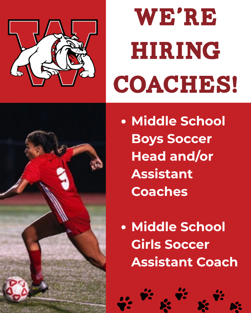 We’re Hiring coaches! -MS Boys Soccer Head and/or Assistant Coaches -MS Girls Soccer Assistant Coach