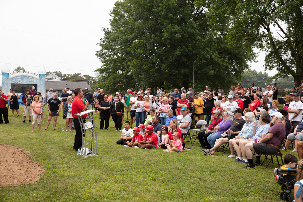 Superintendent speaking to crowd