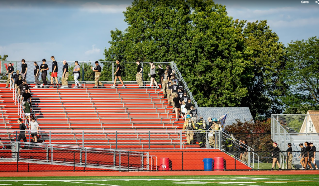 climbing vistors stairs in gurksi stadium