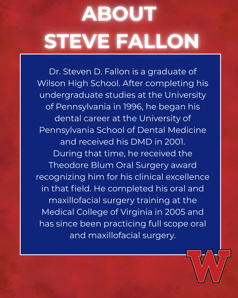 Dr. Steven D. Fallon is a graduate of Wilson High School. After completing his undergraduate studies at the University of Pennsylvania in 1996, he began his dental career at the University of Pennsylvania School of Dental Medicine and received his DMD in 2001. During that time, he received the Theodore Blum Oral Surgery award recognizing him for his clinical excellence in that field. He completed his oral and maxillofacial surgery training at the Medical College of Virginia in 2005 and has since been practicing full scope oral and maxillofacial surgery. ABOUT  STEVE FALLON