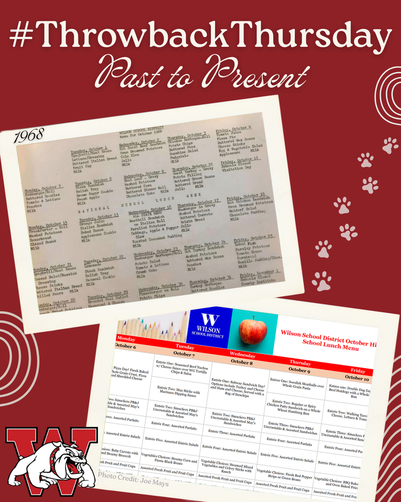 Throwback Thursday: Past to present lunch menus