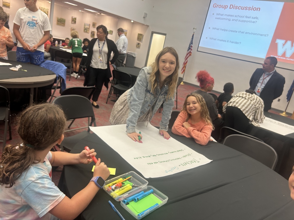students writing ideas together on paper