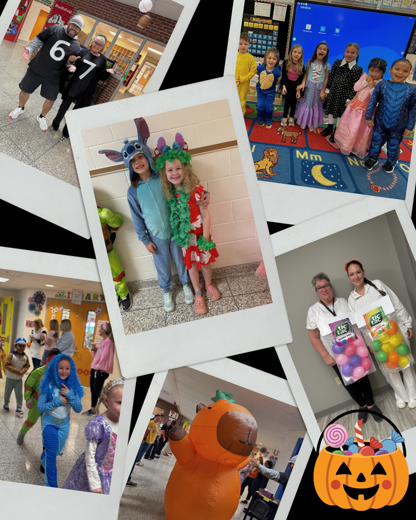 students and staff dressed up for halloween