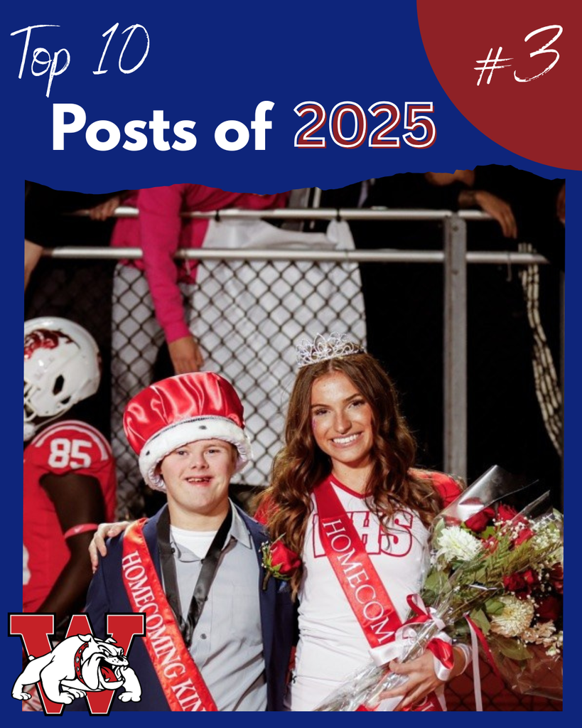 top 10 posts of 2025 #3- shows homecoming king and queen both wearing tiaras/crowns and the queen is holding flowers; both have sashes on