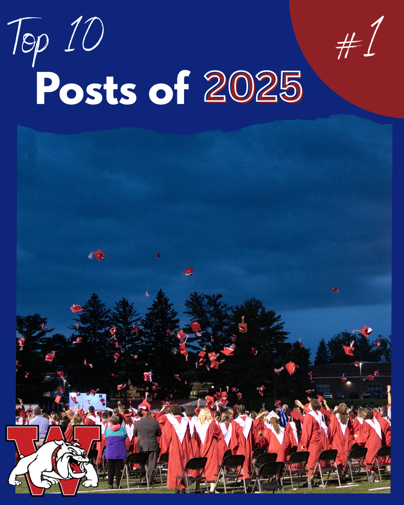 top 10 posts of 2025 #1 - photo of wilson graduates after graduation throwing their caps with the blue sky in the backround