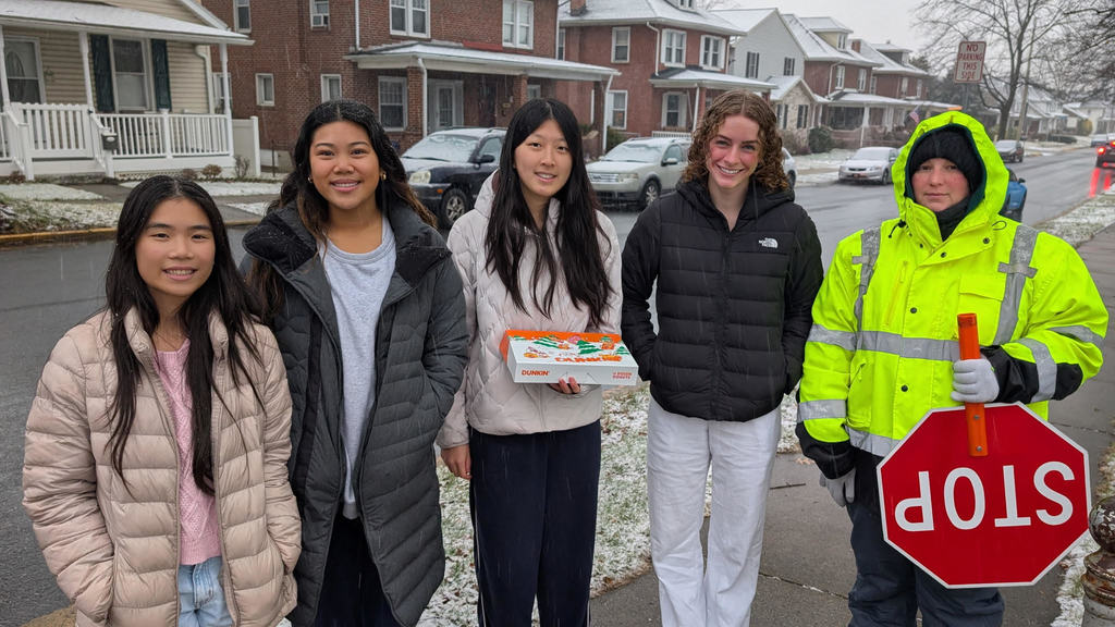 students with crossing guard