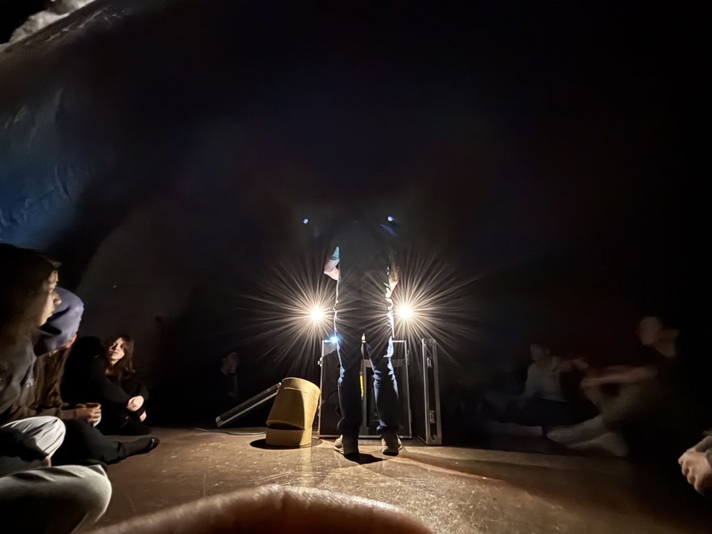 teacher putting projections on