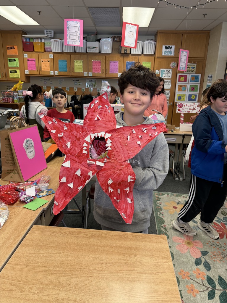 student with valentines box