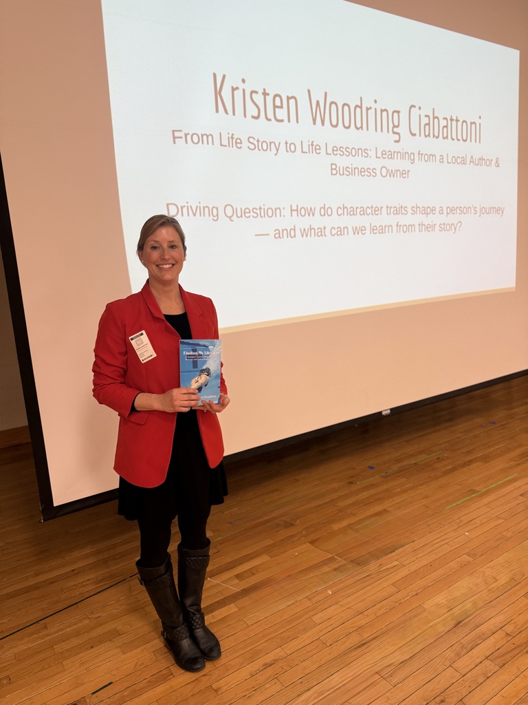 Kristen with slides and book