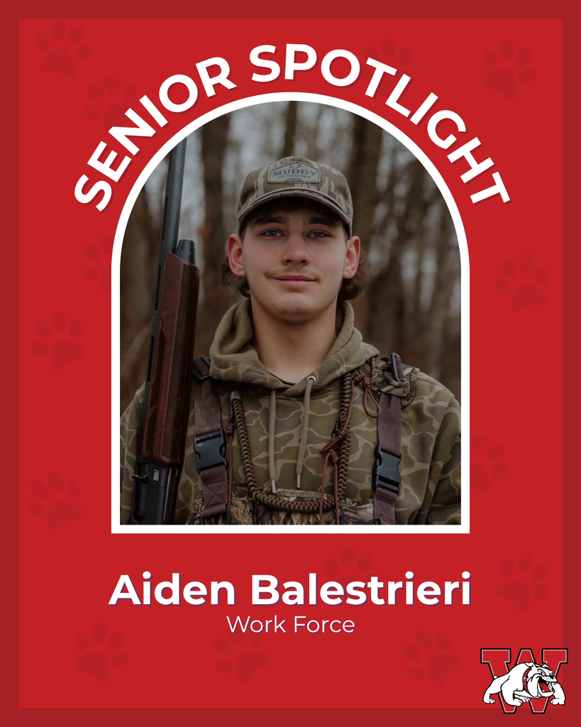 red graphic with paw prints with a students photo in the middle with their college logo in the corner along with their major and then a wilson logo on the other corner aiden balestrieri work force