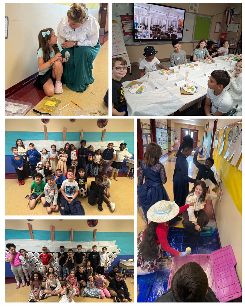 Collage of students in costuume fo titanic unit