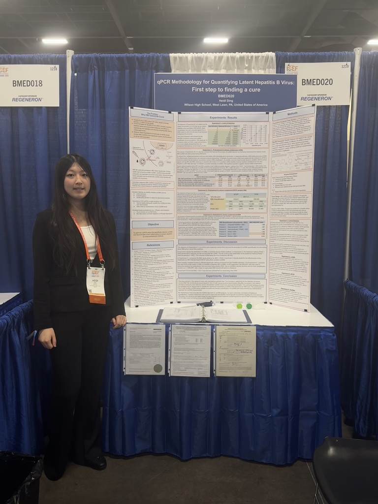 student with her research