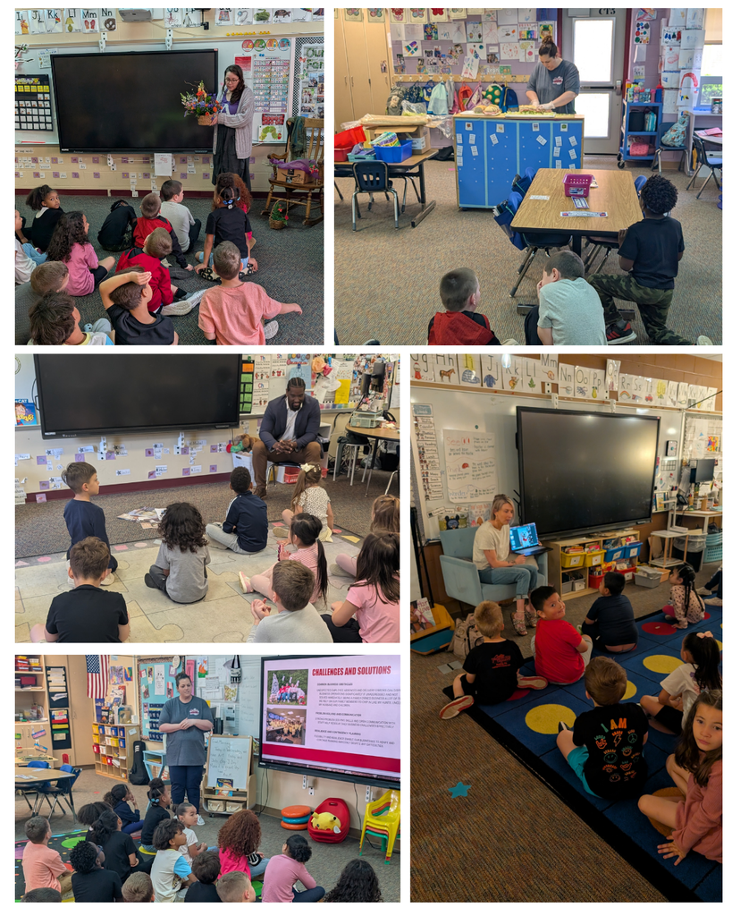 collage of presenters talking to class